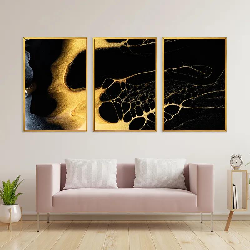 Mehrteiliges Leinwandbild Gold Liquid mockup 3