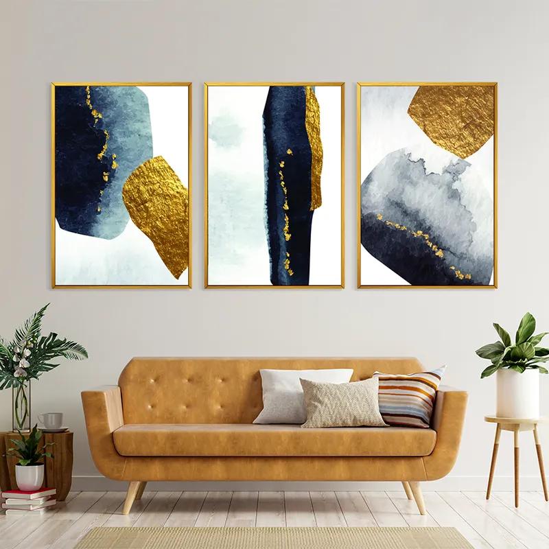 Mehrteiliges Leinwandbild Blacknd Gold Objects mockup 4