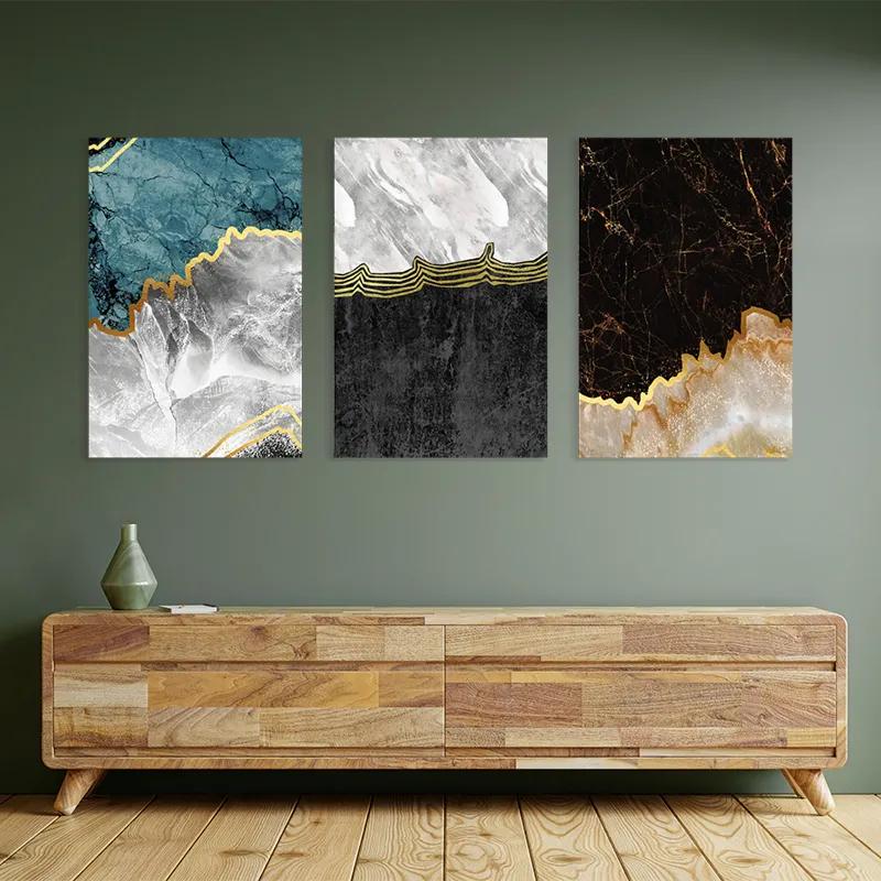 Mehrteiliges Leinwandbild Abstract Silver Waves mockup 2