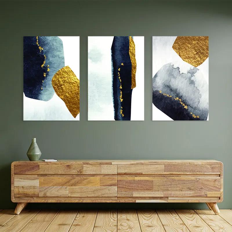 Mehrteiliges Leinwandbild Blacknd Gold Objects mockup 2