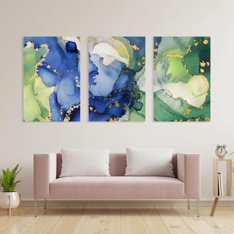 Mehrteiliges Leinwandbild Blue Green mockup 3