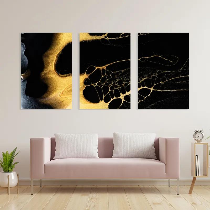 Mehrteiliges Leinwandbild Gold Liquid mockup 3