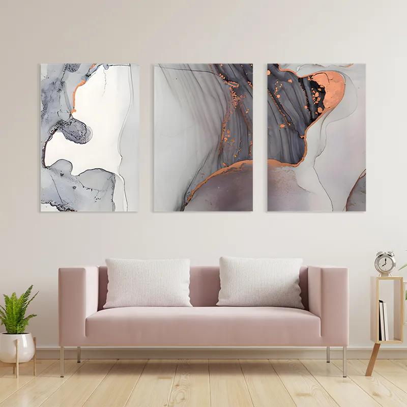 Mehrteiliges Leinwandbild Golden Pink mockup 3