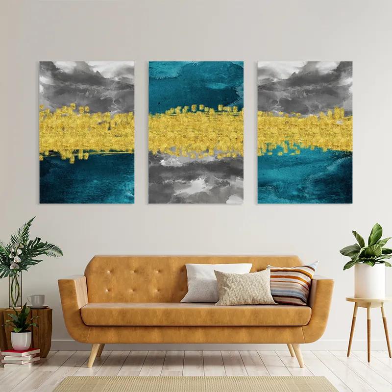 Mehrteiliges Leinwandbild Abstractluend Grey mockup 4