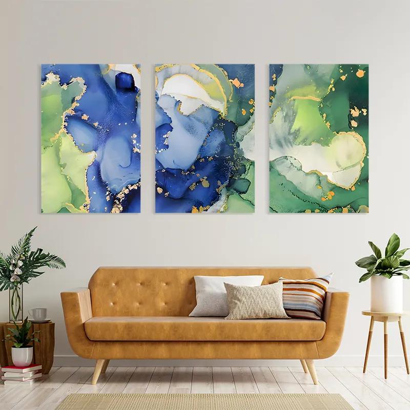 Mehrteiliges Leinwandbild Blue Green mockup 4