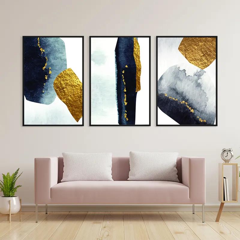 Mehrteiliges Leinwandbild Blacknd Gold Objects mockup 3