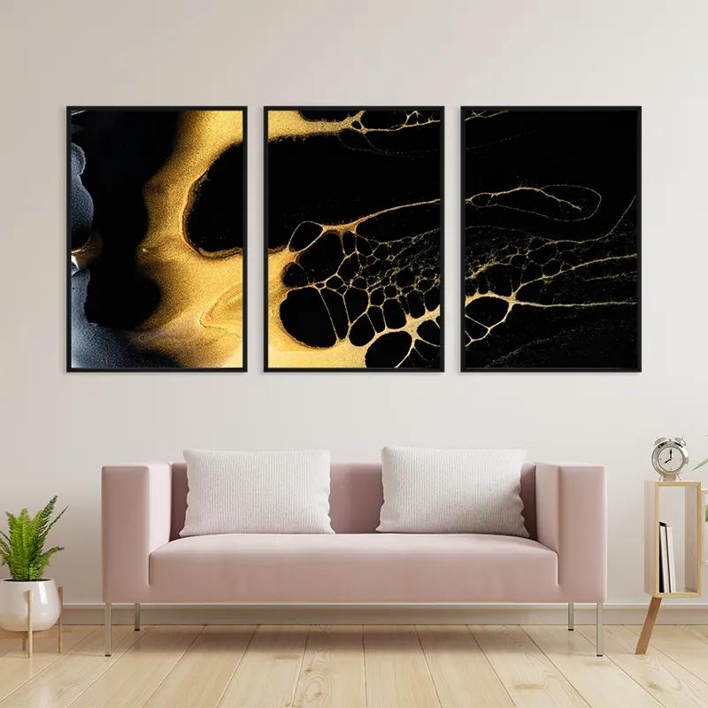 Mehrteiliges Leinwandbild Gold Liquid mockup 3