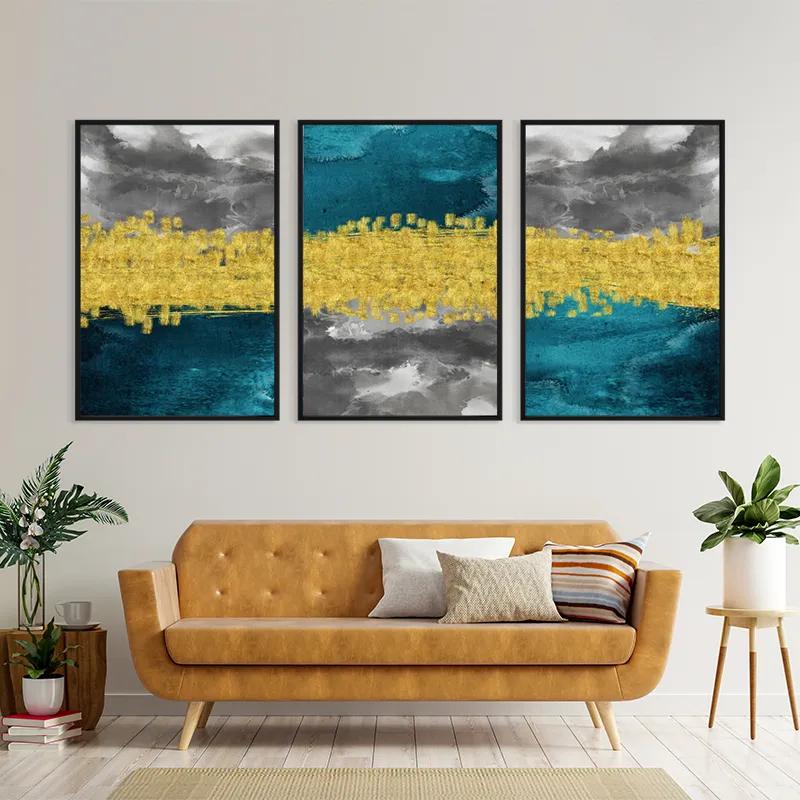 Mehrteiliges Leinwandbild Abstractluend Grey mockup 4