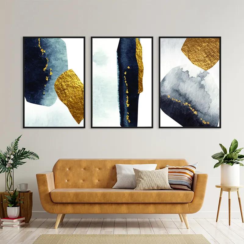 Mehrteiliges Leinwandbild Blacknd Gold Objects mockup 4
