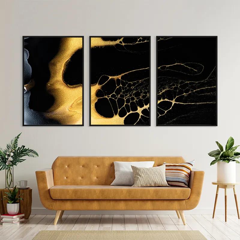 Mehrteiliges Leinwandbild Gold Liquid mockup 4