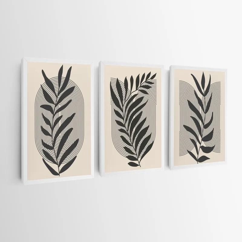 Mehrteiliges Leinwandbild Dark Grey Leaf mockup 0