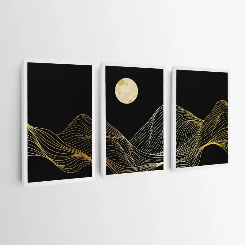 Mehrteiliges Leinwandbild Moon Gold Waves mockup 0