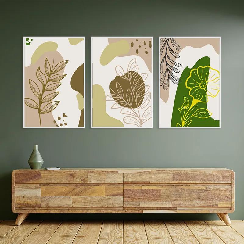 Mehrteiliges Leinwandbild Brown Cream Leaf mockup 2