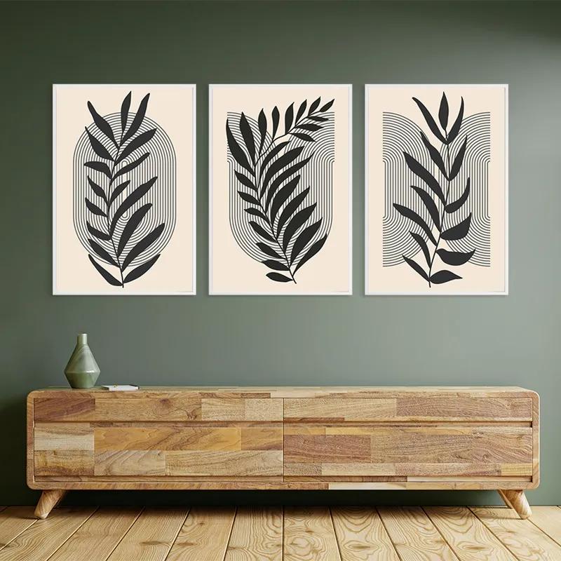 Mehrteiliges Leinwandbild Dark Grey Leaf mockup 2