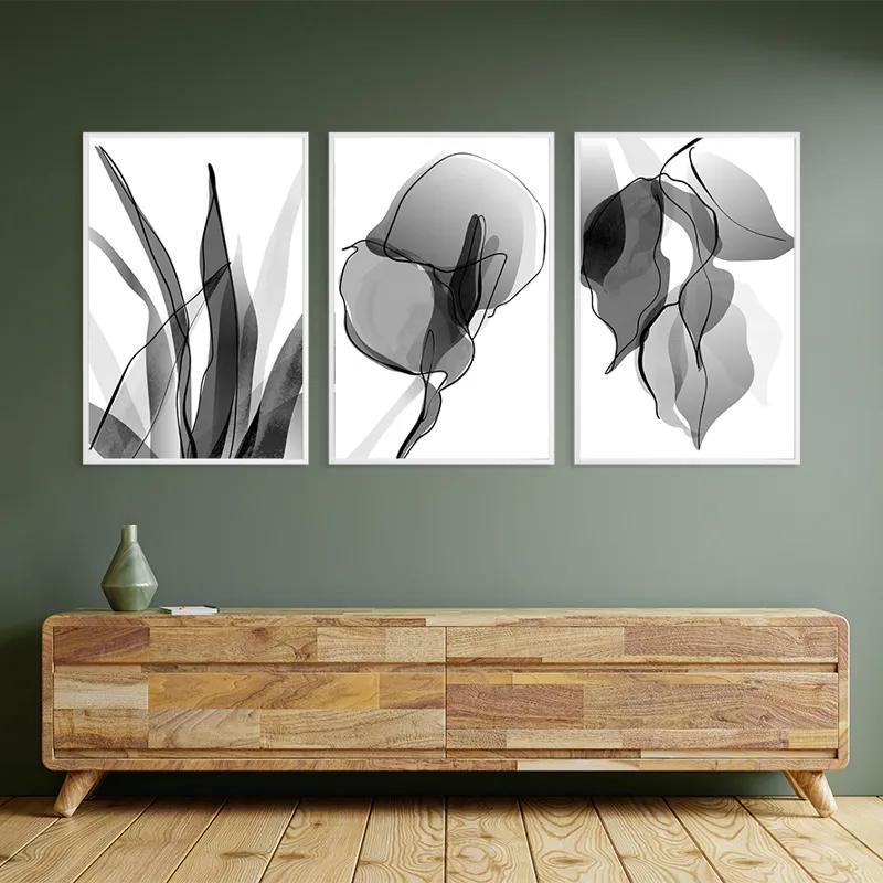 Mehrteiliges Leinwandbild Grey Leaf Set mockup 2