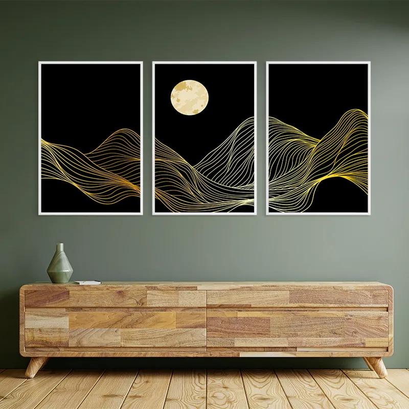 Mehrteiliges Leinwandbild Moon Gold Waves mockup 2