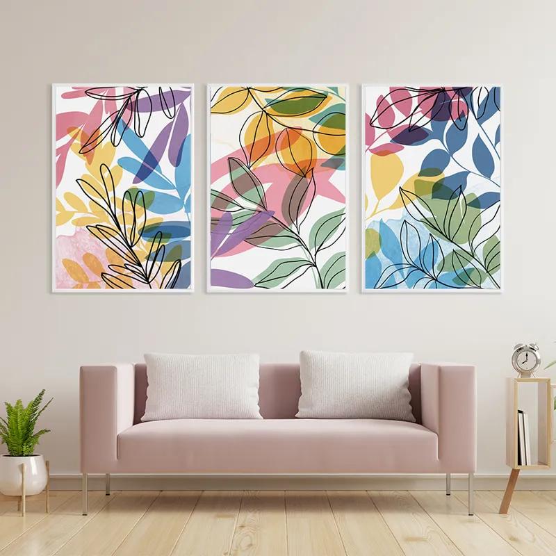 Mehrteiliges Leinwandbild Colorful Leafs mockup 3