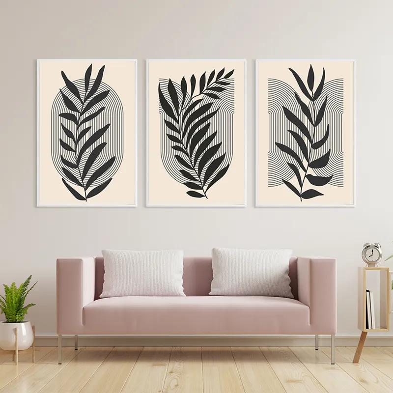 Mehrteiliges Leinwandbild Dark Grey Leaf mockup 3