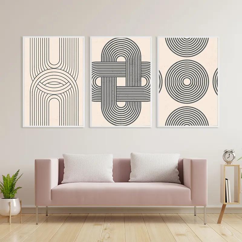 Mehrteiliges Leinwandbild Geometric Cream Design mockup 3