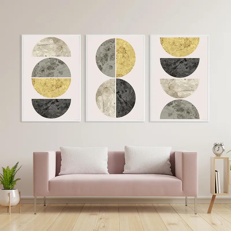 Mehrteiliges Leinwandbild Gold Moons mockup 3