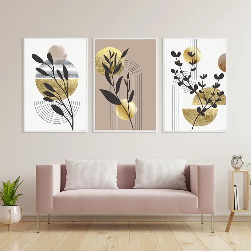 Mehrteiliges Leinwandbild Goldrown Leaf mockup 3