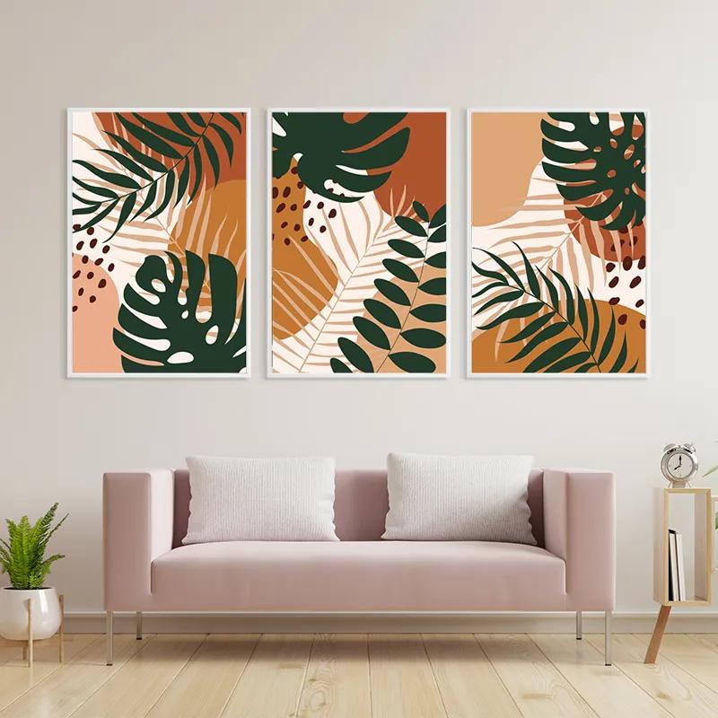 Mehrteiliges Leinwandbild Tropical Green Leaves mockup 3