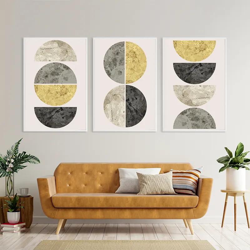 Mehrteiliges Leinwandbild Gold Moons mockup 4