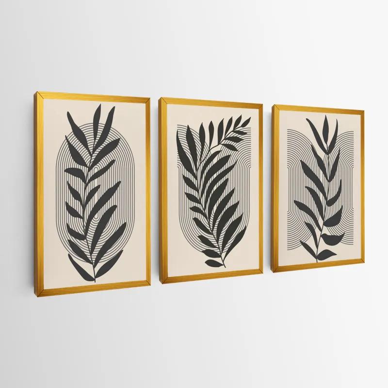 Mehrteiliges Leinwandbild Dark Grey Leaf mockup 0