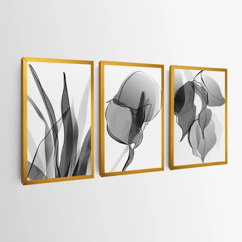 Mehrteiliges Leinwandbild Grey Leaf Set mockup 0
