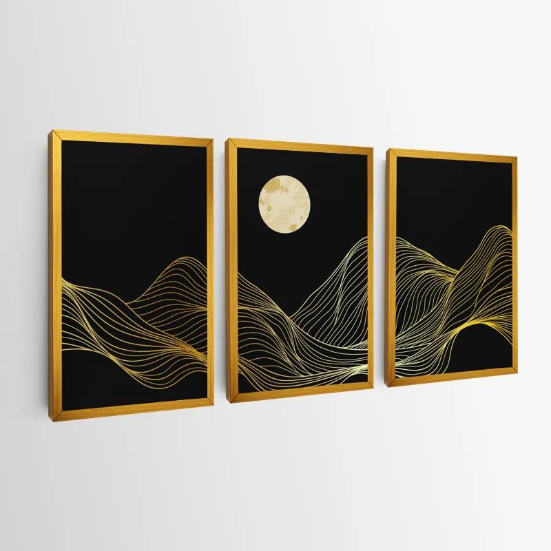 Mehrteiliges Leinwandbild Moon Gold Waves mockup 0