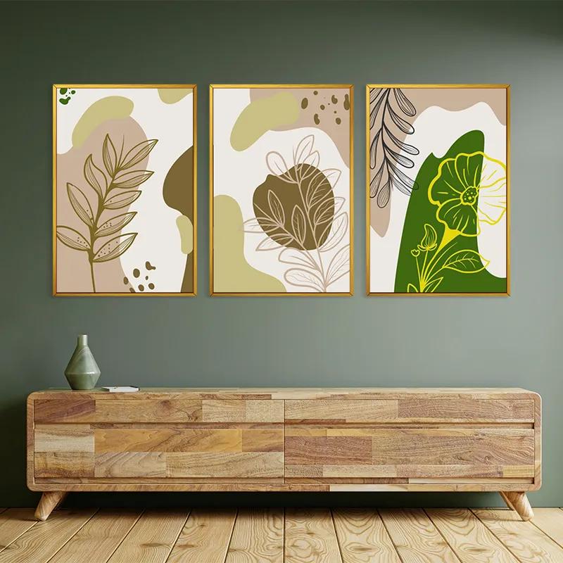 Mehrteiliges Leinwandbild Brown Cream Leaf mockup 2