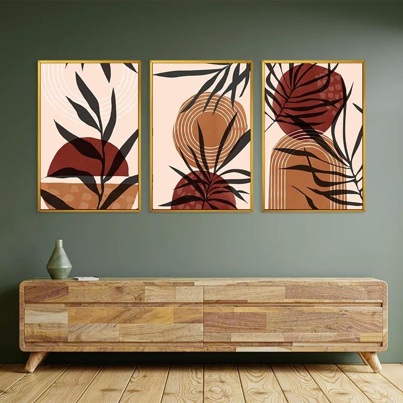 Mehrteiliges Leinwandbild Grey Leaf Orange mockup 2