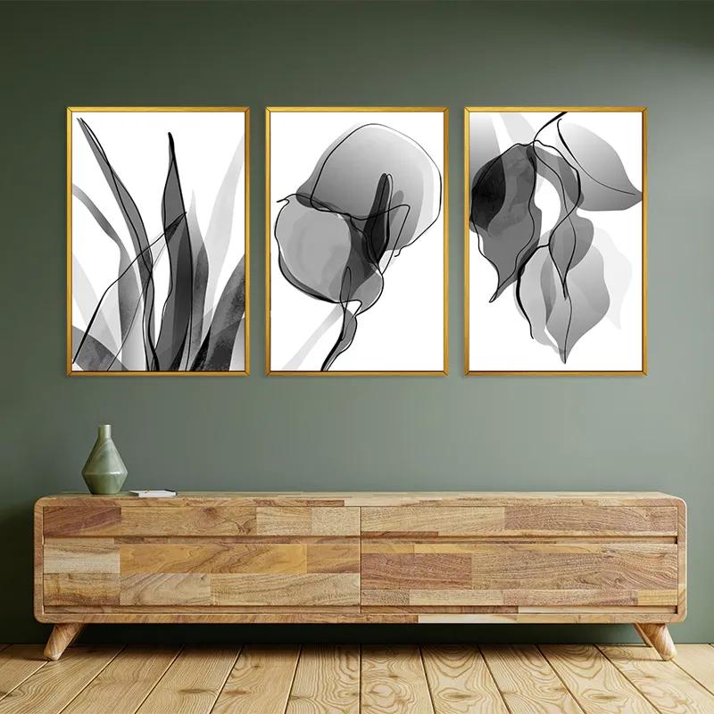 Mehrteiliges Leinwandbild Grey Leaf Set mockup 2