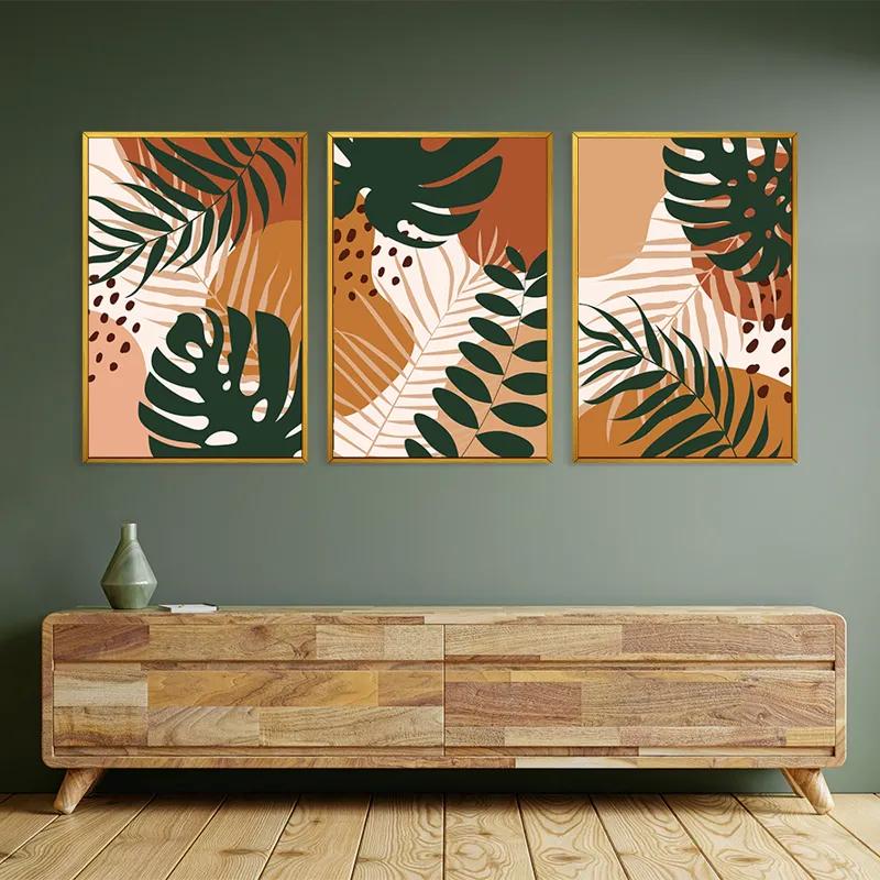 Mehrteiliges Leinwandbild Tropical Green Leaves mockup 2