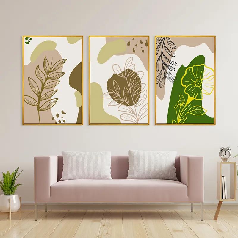Mehrteiliges Leinwandbild Brown Cream Leaf mockup 3