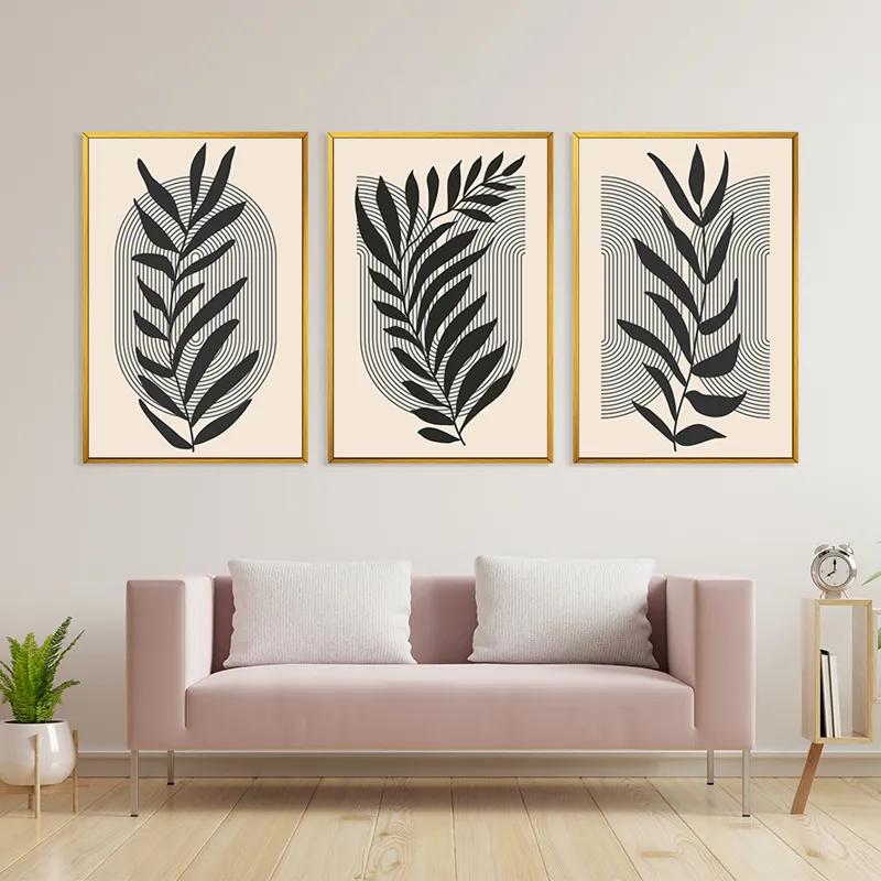 Mehrteiliges Leinwandbild Dark Grey Leaf mockup 3