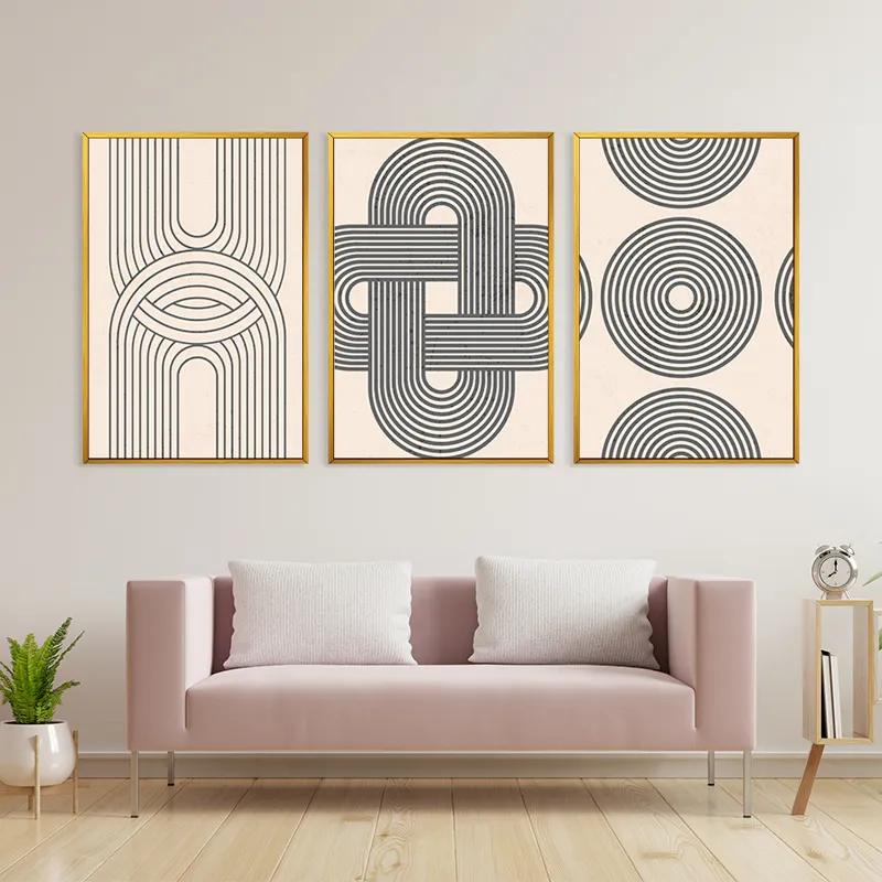 Mehrteiliges Leinwandbild Geometric Cream Design mockup 3