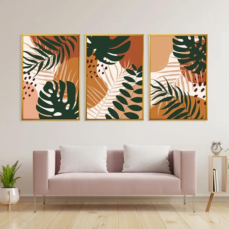 Mehrteiliges Leinwandbild Tropical Green Leaves mockup 3