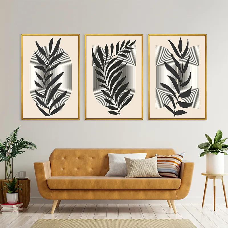 Mehrteiliges Leinwandbild Dark Grey Leaf mockup 4