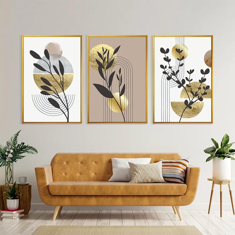 Mehrteiliges Leinwandbild Goldrown Leaf mockup 4