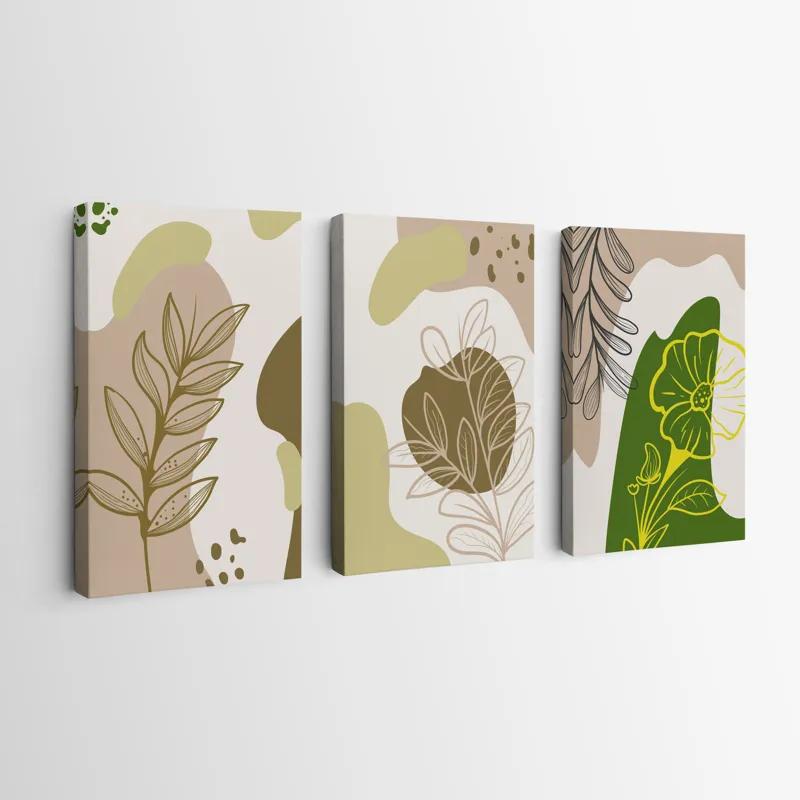 Mehrteiliges Leinwandbild Brown Cream Leaf mockup 0