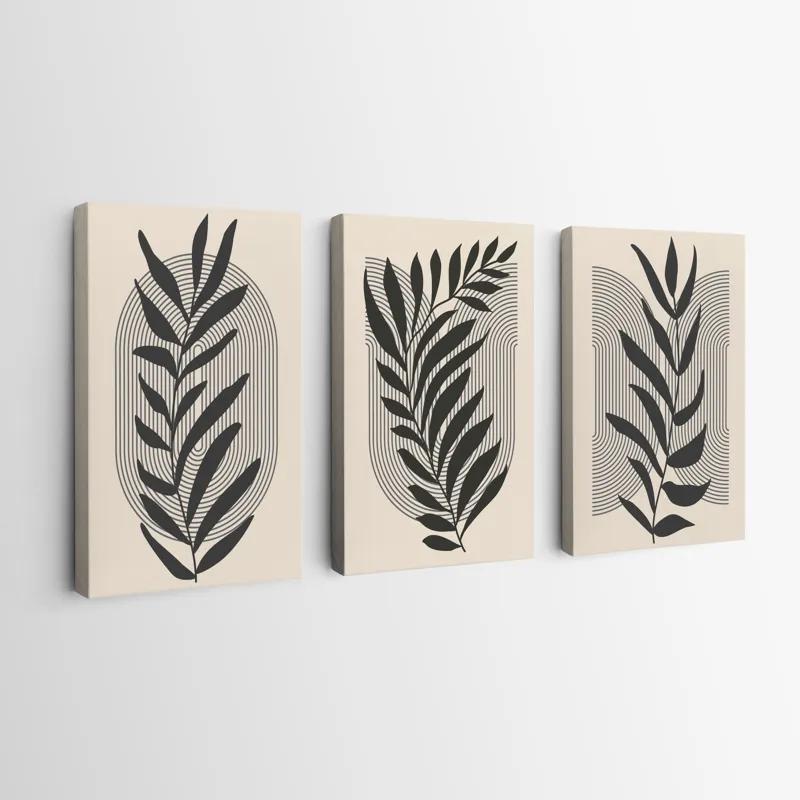 Mehrteiliges Leinwandbild Dark Grey Leaf mockup 0