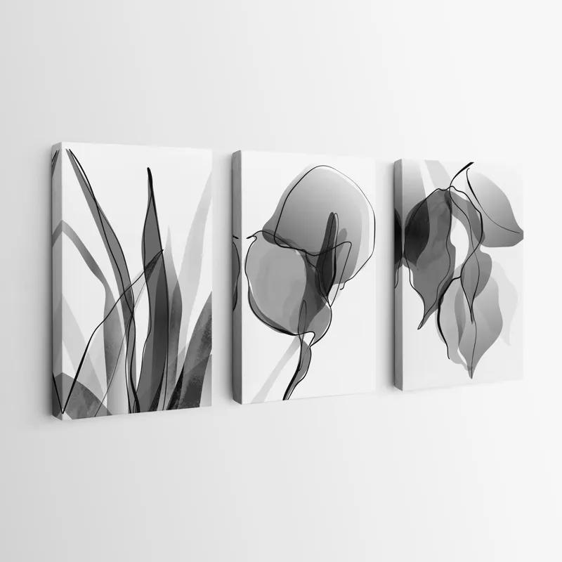 Mehrteiliges Leinwandbild Grey Leaf Set mockup 0