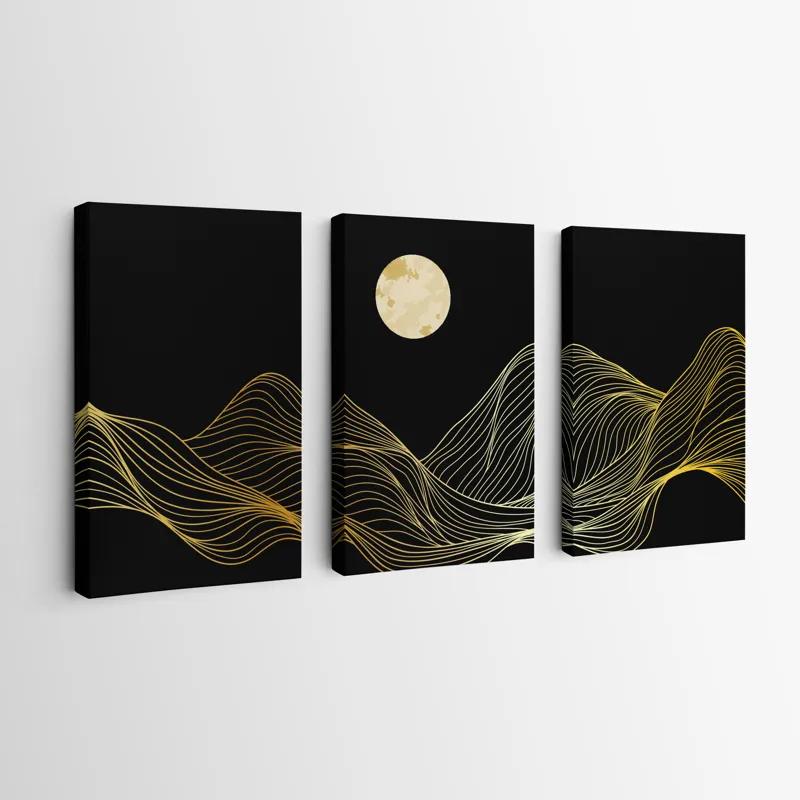 Mehrteiliges Leinwandbild Moon Gold Waves mockup 0