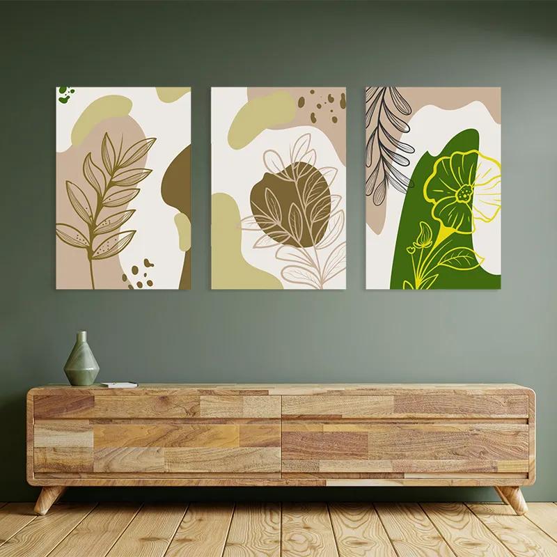 Mehrteiliges Leinwandbild Brown Cream Leaf mockup 2