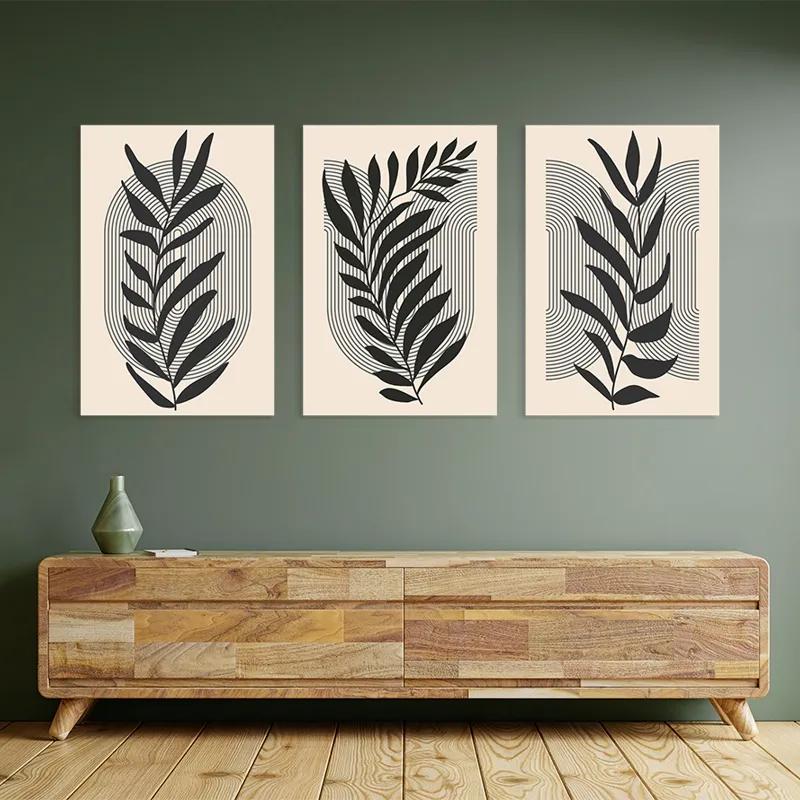 Mehrteiliges Leinwandbild Dark Grey Leaf mockup 2