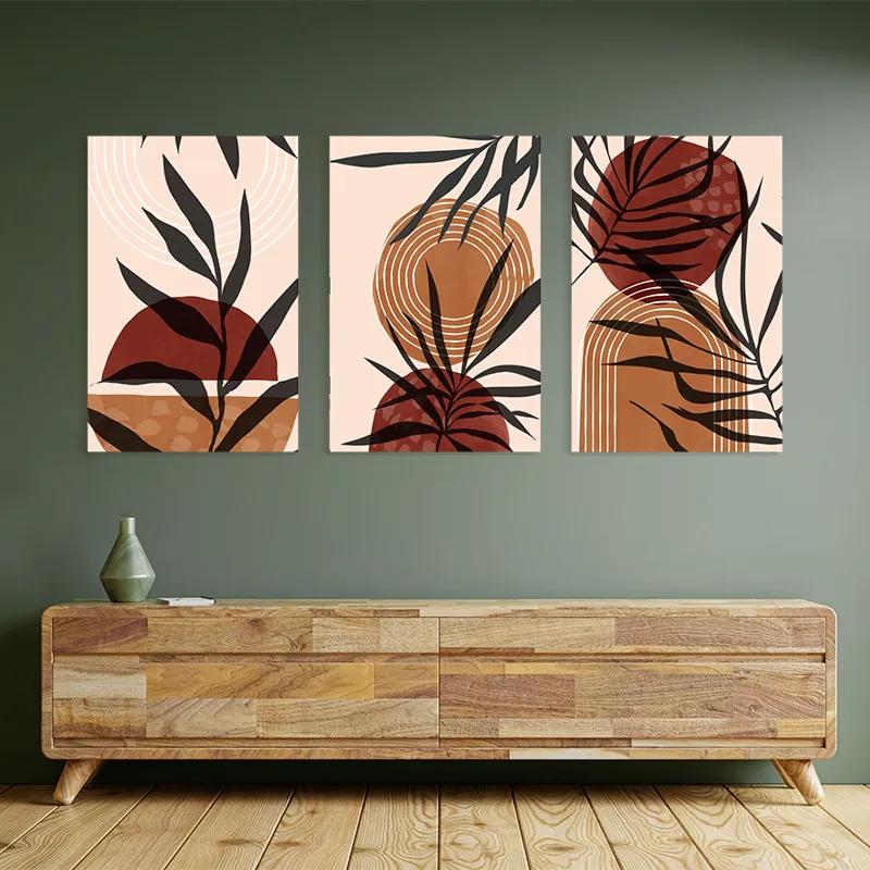 Mehrteiliges Leinwandbild Grey Leaf Orange mockup 2