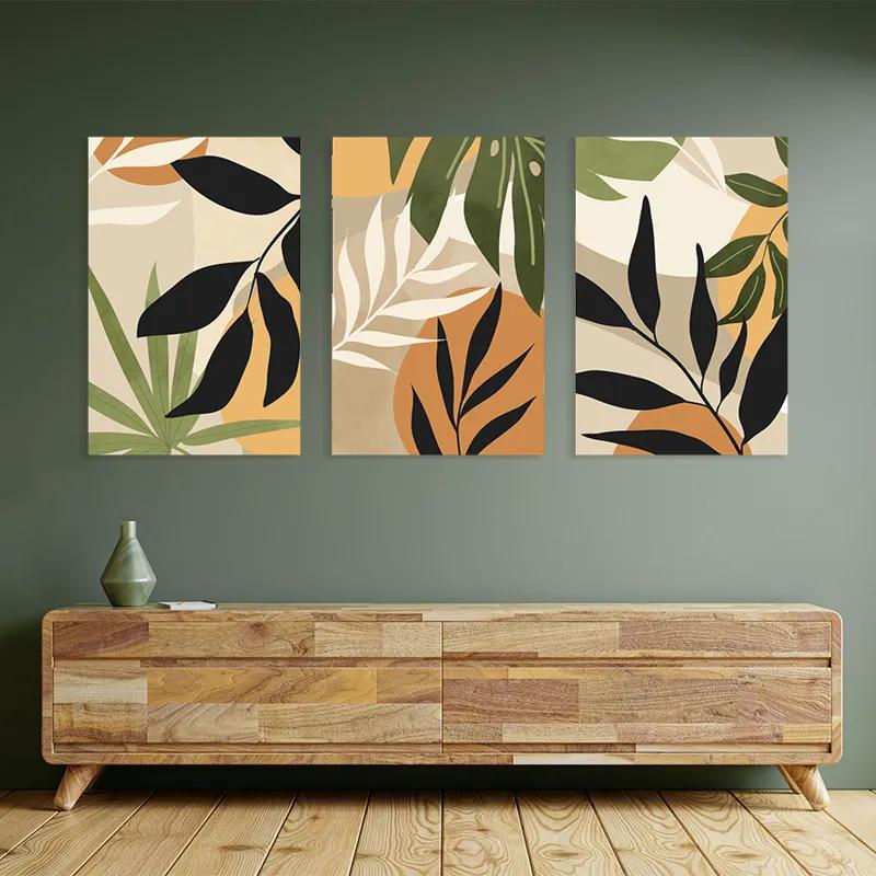 Mehrteiliges Leinwandbild Leaves Organicrt mockup 2