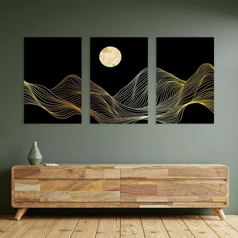 Mehrteiliges Leinwandbild Moon Gold Waves mockup 2