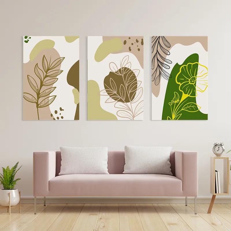 Mehrteiliges Leinwandbild Brown Cream Leaf mockup 3